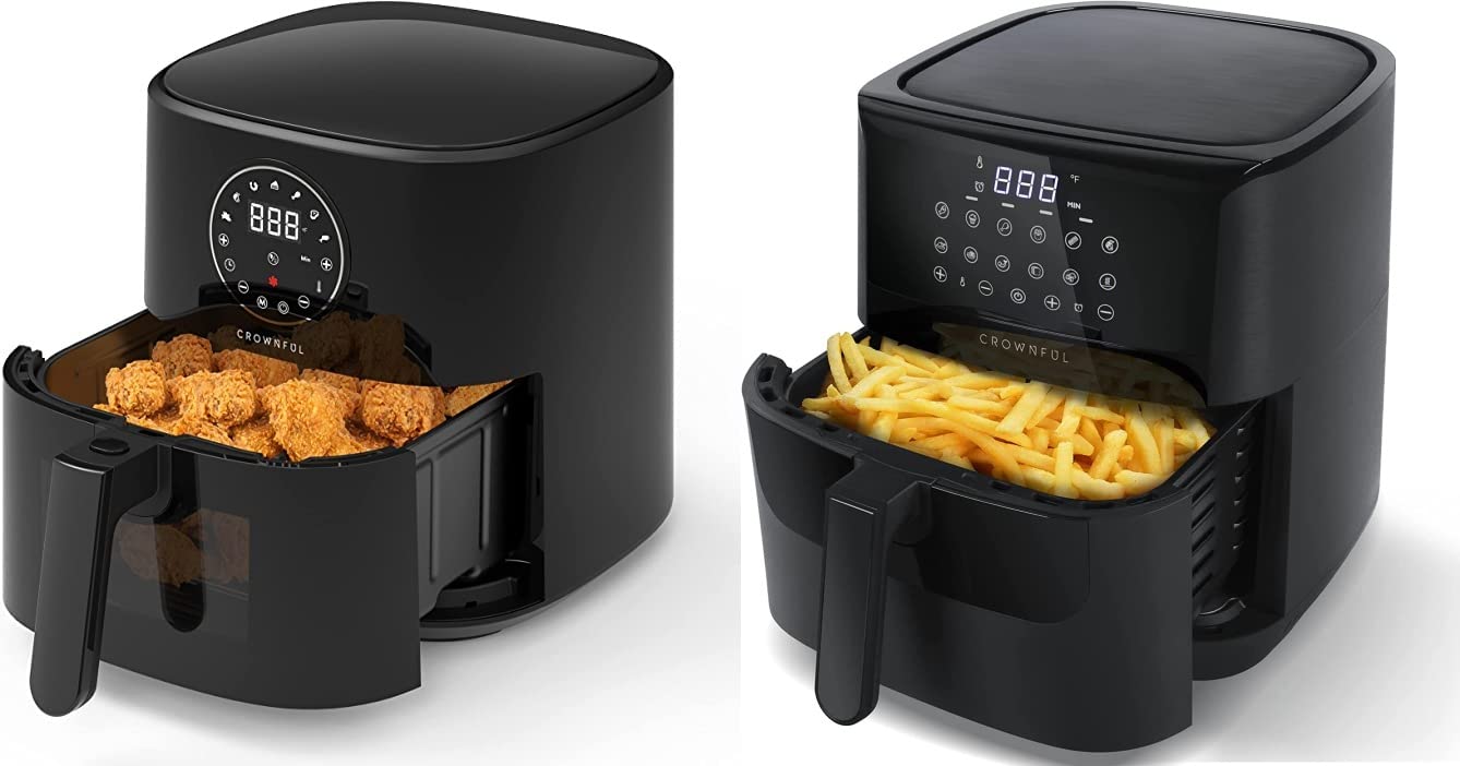 CROWNFUL 5 Quart Air Fryer with Viewing Window, Oilless Cooker, LCD