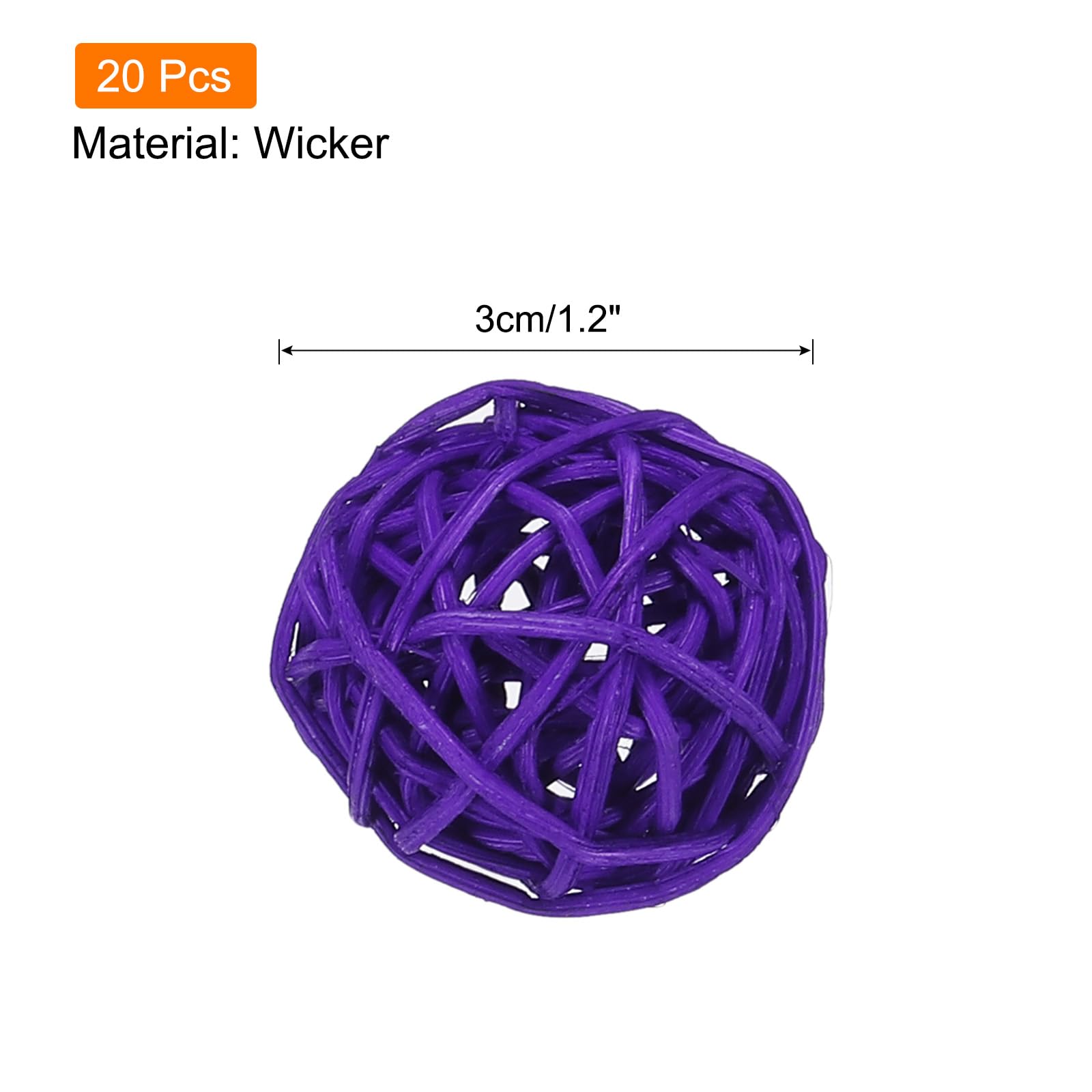 Sourcing Map Rattan Deko Kugeln 12 Stück | 3cm Durchmesser | Rot | Für Vase & Deko