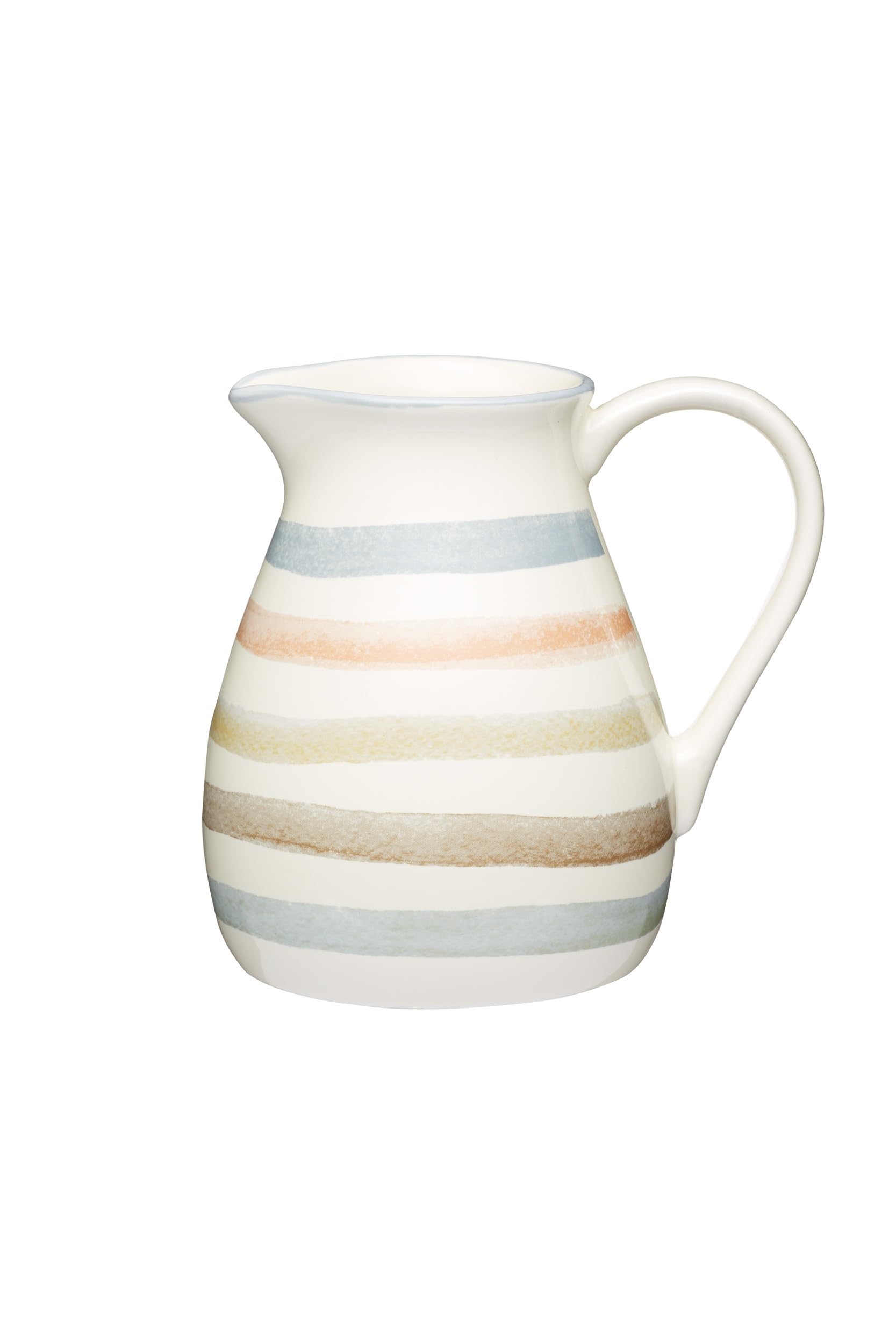 KitchenCraft Classic Collection Striped Ceramic Milk Jug, 5 ml (17 fl oz) - Cream