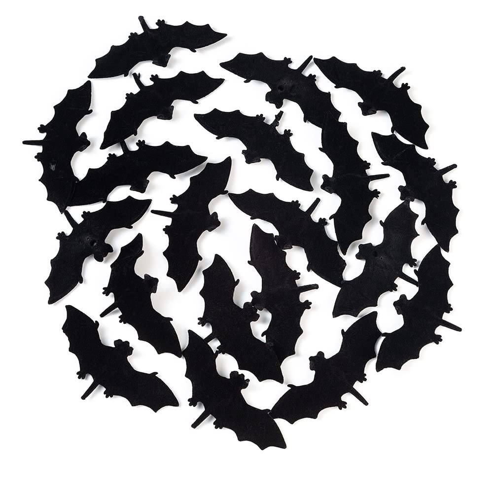 wybcfp 20Pack Halloween Hairy Bats Decoration Artificial Fake Bat Prank Ornament for Halloween Carnival Party Favor DIY Material (Black)