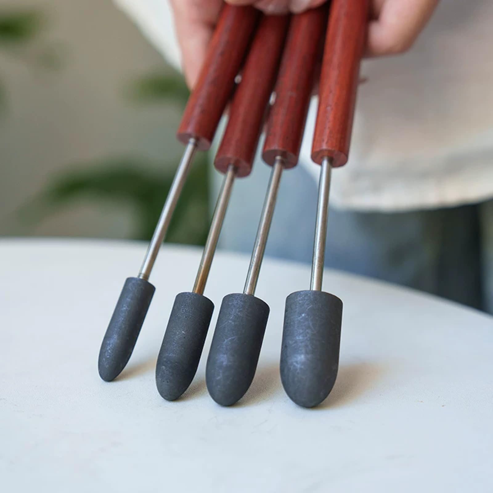Graphit-reibahle, 4-teiliges Glasbläserwerkzeug-Set Mit Holzgriff, Hitzebeständig, Antihaftbeschichtung Für Die Glasbearbeitung Und Hobbyateliers B