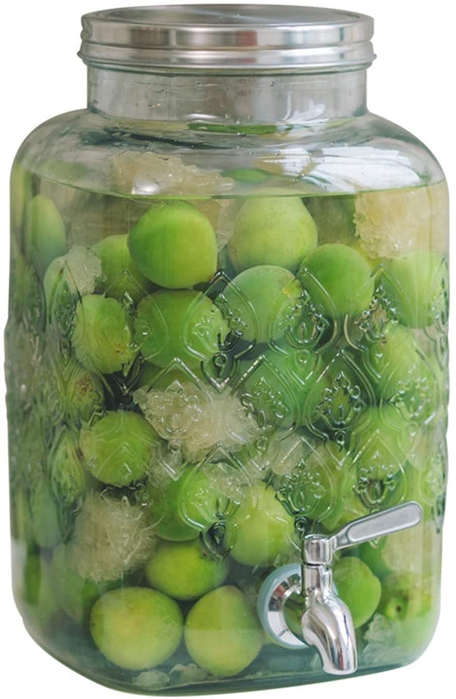 Bierturmspender Saftspender Getränkespender aus Glas Weite Öffnung Einfaches Befüllen - Getränkespender Eiszylinder hält Getränke kalt Für Partys im Freien Und，One Color-13x28x17cm