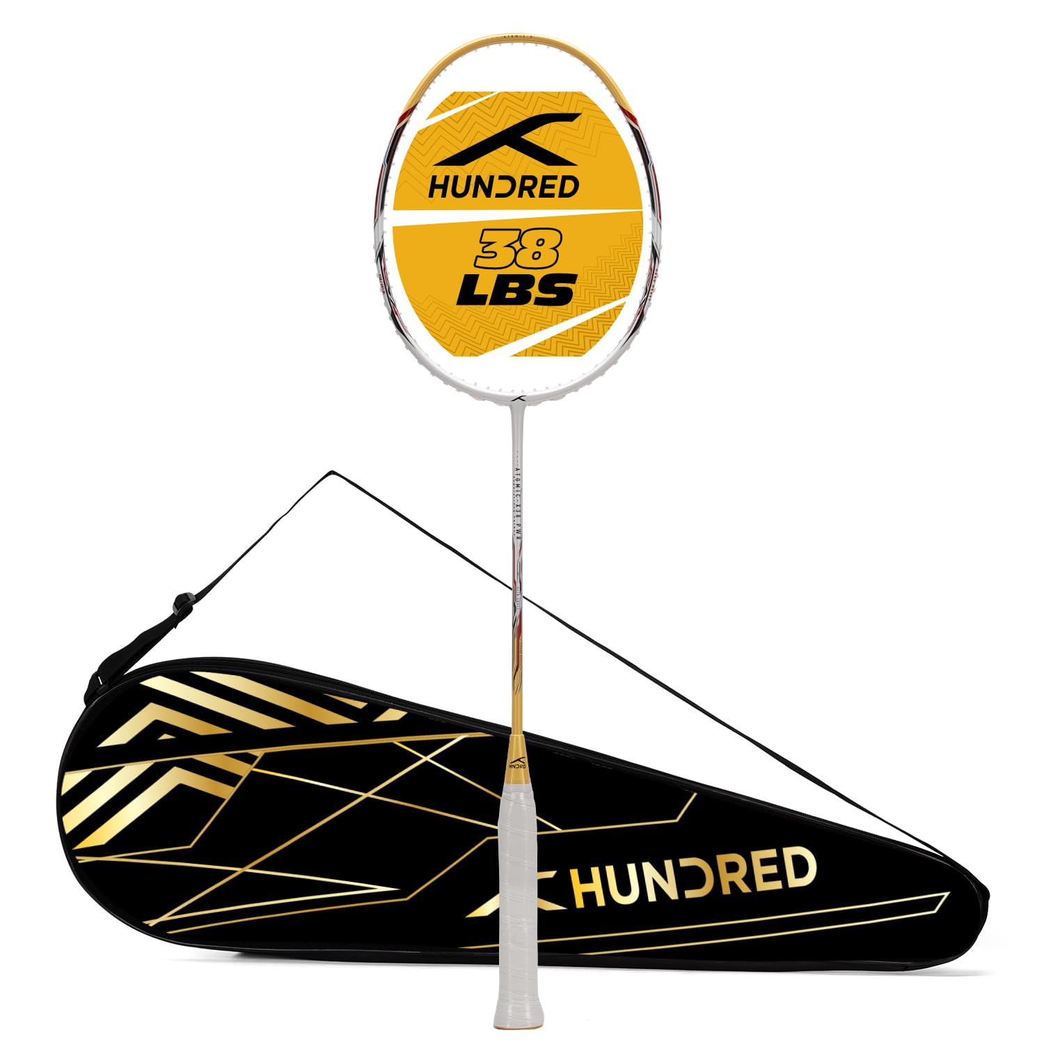 HUNDRED Atomic X 38 PWR Carbon Fibre Strung Badminton Racket with Full Racket Cover for Intermediate Players-picture-19