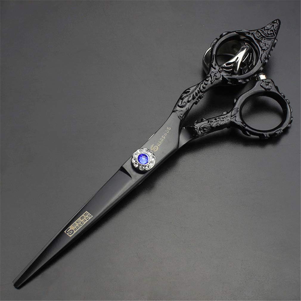 Haarschneidescheren Set 6.0 Zoll, Friseurschere Gerade Schere + Zähne Schere Barber Werkzeuge Edelstahl (Licht Und Sharp), Für Friseur/Salon/Haus,Schwarz
