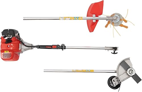 Miniatura 6 de Desbrozadora de malezas a gas de 43 cc, recortadora de cuerda de gas con 2 cabezales de cuchilla y motor refrigerado por aire, herramientas de