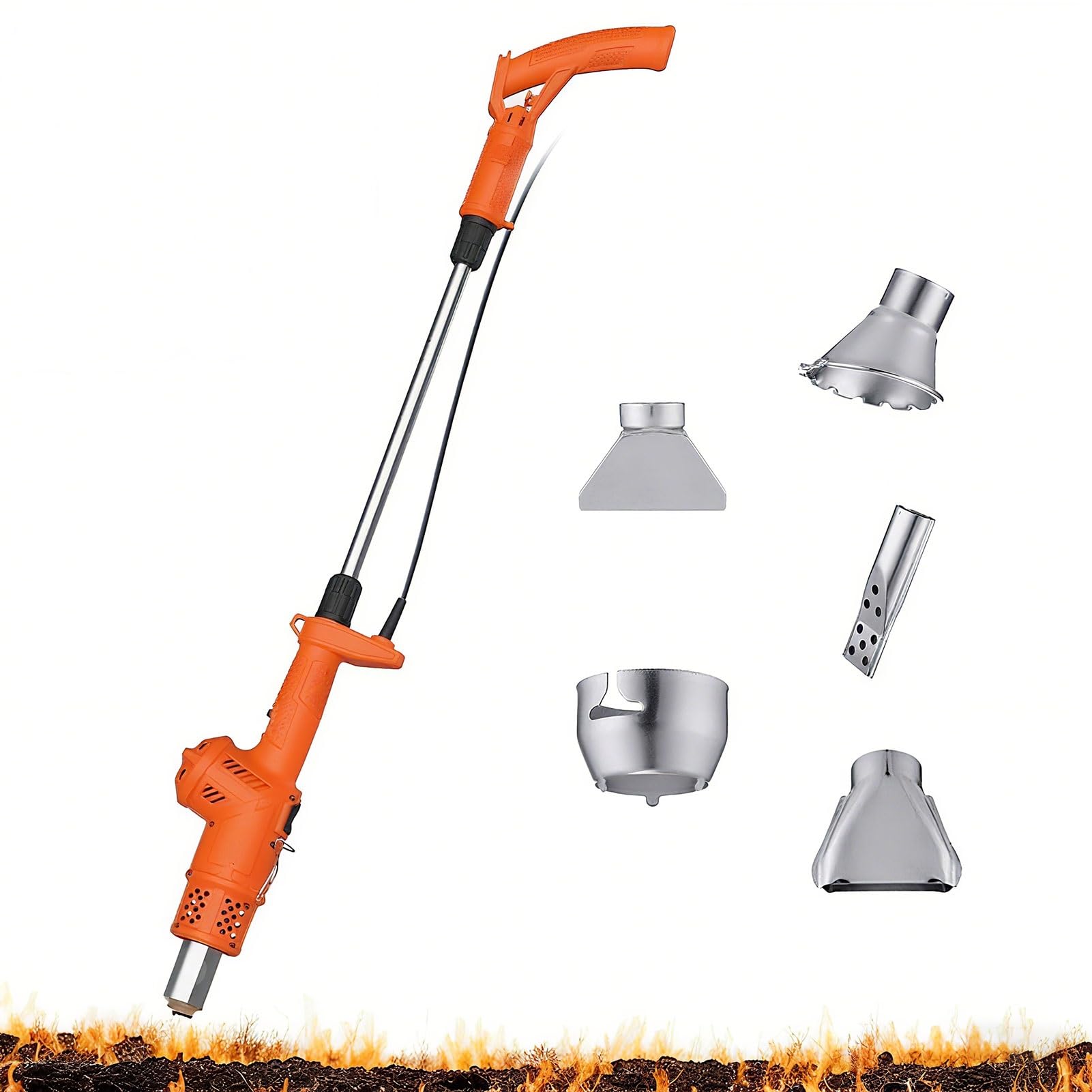 Bruciatore elettrico per erbacce e barbecue – Torcia ad aria calda da 2000 W con 5 ugelli, calore 650 °C, per giardinaggio, patio, vialetto, cavo da 1,8 m