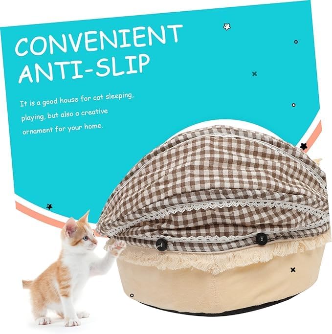 سرير كهف للقطط من بابوريتش، سرير كهف شبه مغلق قابل للطي والغسل للحيوانات الاليفة، سرير قطط دافئ ومريح لجميع الفصول، عش قطط، سرير للحيوانات الاليفة للحيوانات الاليفة للكلاب والقطط واللعب (صغير)