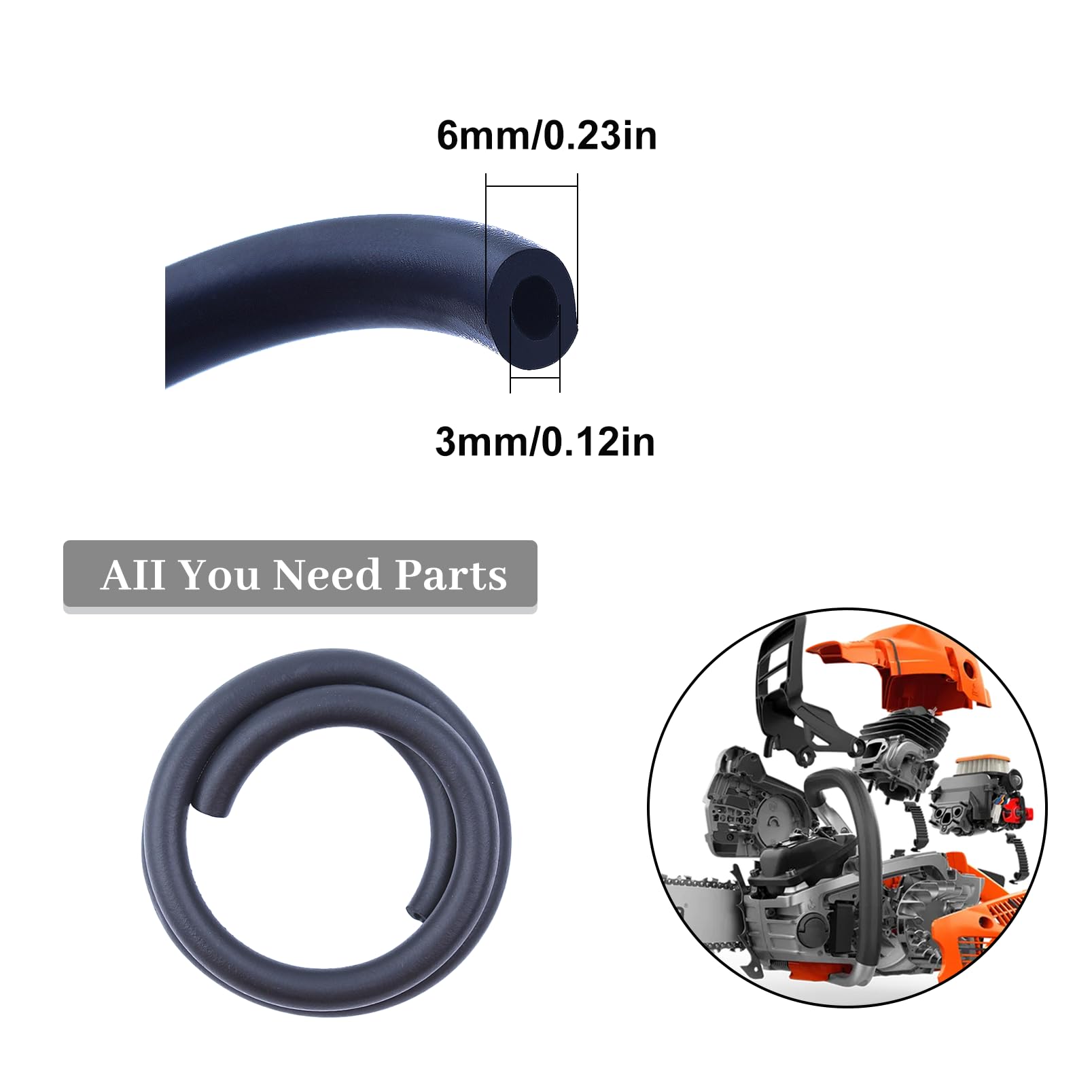 Jeu De Tuyaux De Carburant Pour Tronçonneuse Husqvarna 570 575XP 455 460 - 60 Cm Noir
