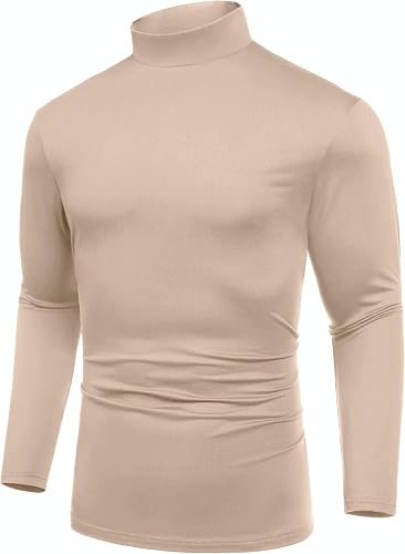 COOFANDY Men's Basic Mock Turtleneck T-Shirts Casual Basic P