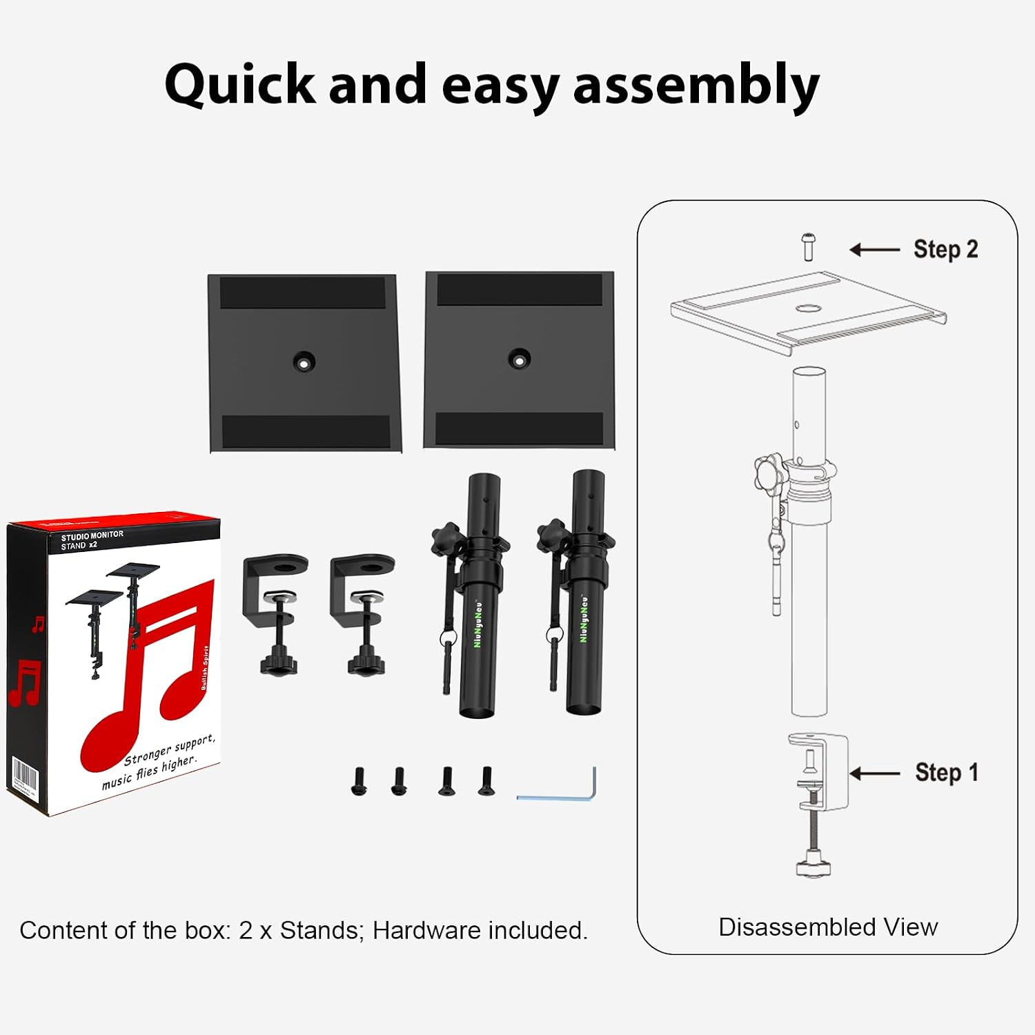 Pair of Desktop Speaker Stands Clamp-on Studio Monitor Stands Height Adjustable 9"-14" Desk Mount Speaker Riser Speaker Stands Home Audio