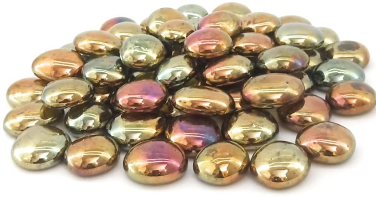 PlantaZee Elettra Decorative Glossy Shiny Round Glass Stone Pebbles for Aquarium Plant Pots Vase Filler Home Table Decor & Garden Outdoor Decoration (Rainbow Gold, 2 Kg) (B096WBVXXC) Amazon Price History, Amazon Price Tracker