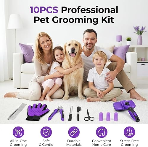 Miniatura 2 de Cepillo deslizante de autolimpieza para perros y gatos, herramienta de aseo para eliminar el pelo, accesorio de suministros para mascotas