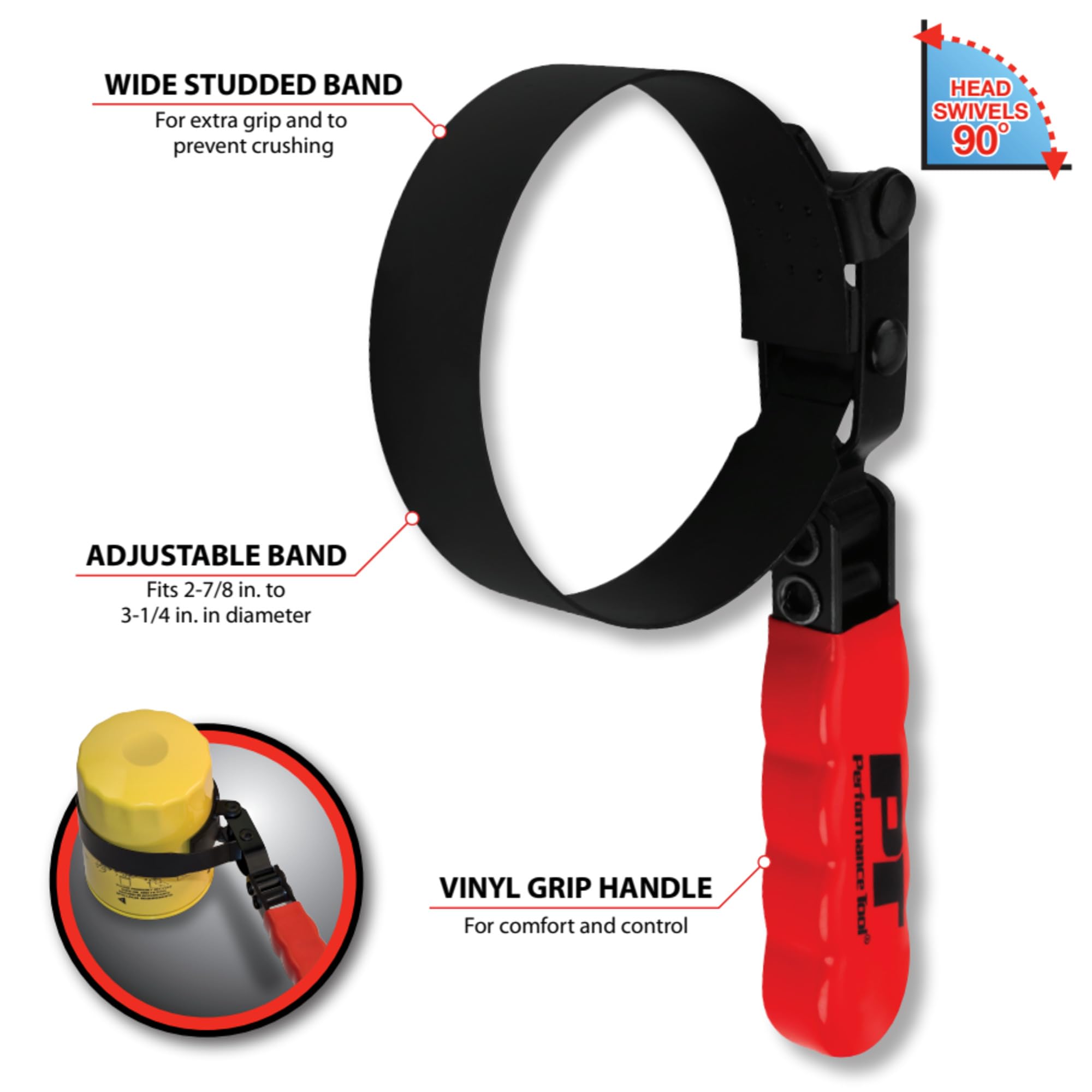Performance Tool W54045 2-7/8-Inch to 3-1/4-Inch Swivel Filter Wrench