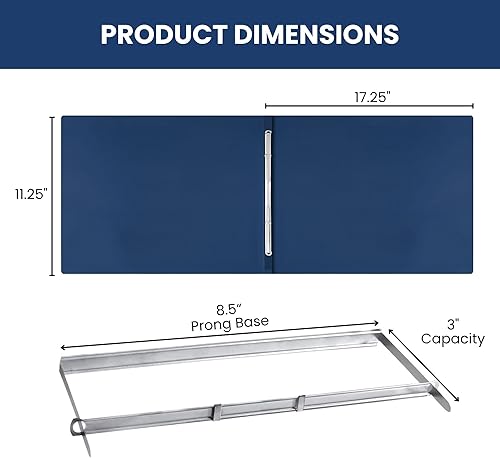 Miniatura 3 de Paquete de 10 carpetas de presentación de cartón prensado de paisaje de 11 x 17 pulgadas, cubierta de informes de tablero de fibra azul con cierre