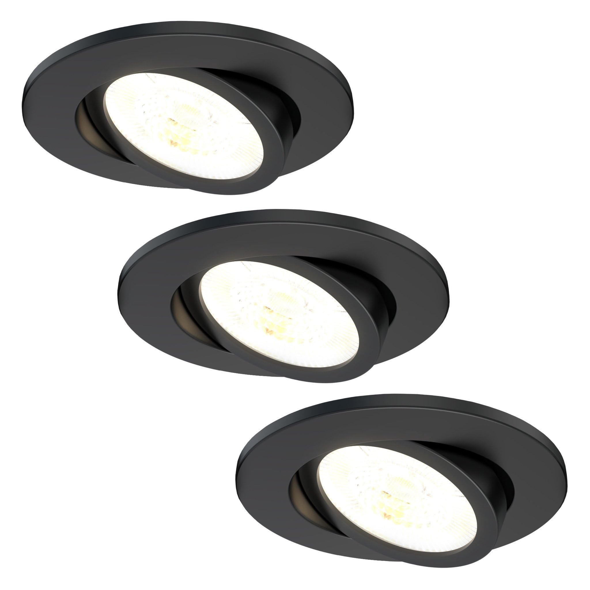 Ledvion - Lot de 3 Spots LED Encastrables, Noir, Dimables, 7W, IP65, CCT, COB, Ø90mm, Garantie 5 Ans