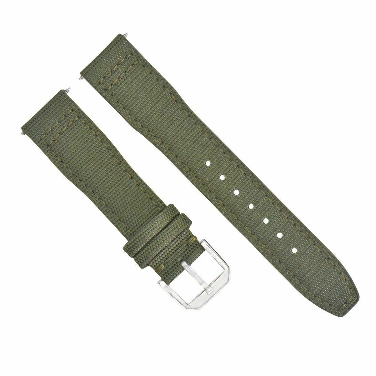 Ewatchparts 21mm Canvas Leather Watch Band Strap Compatible With IWC Pilot Top Gun Portuguese Green