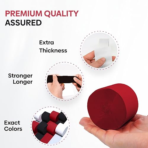 Vista 11 de 8 rollos de serpentinas moradas, paquete de 656 pies de papel crepé morado con blanco para decoraciones de fiestas, decoraciones de cumpleaños