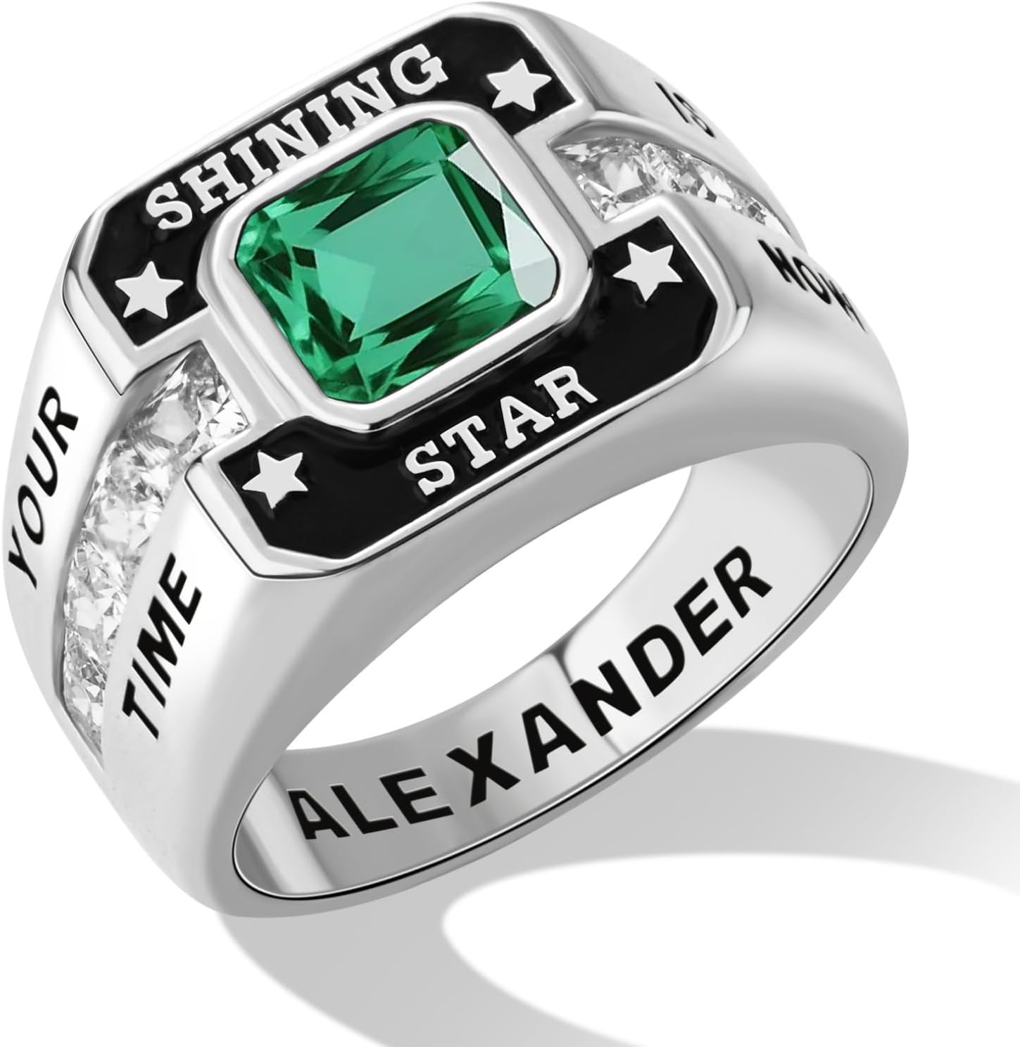 LucySky Personalized 2026 Class Ring for Men Women, 925 Sterling Silver Custom Graduation Rings, High School College University Graduation Gift