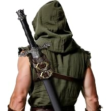 Medieval Leather Back Sword Shoulder Frog - Adjustable Sheath Holster Renaissance Warrior Man Costume Accessory