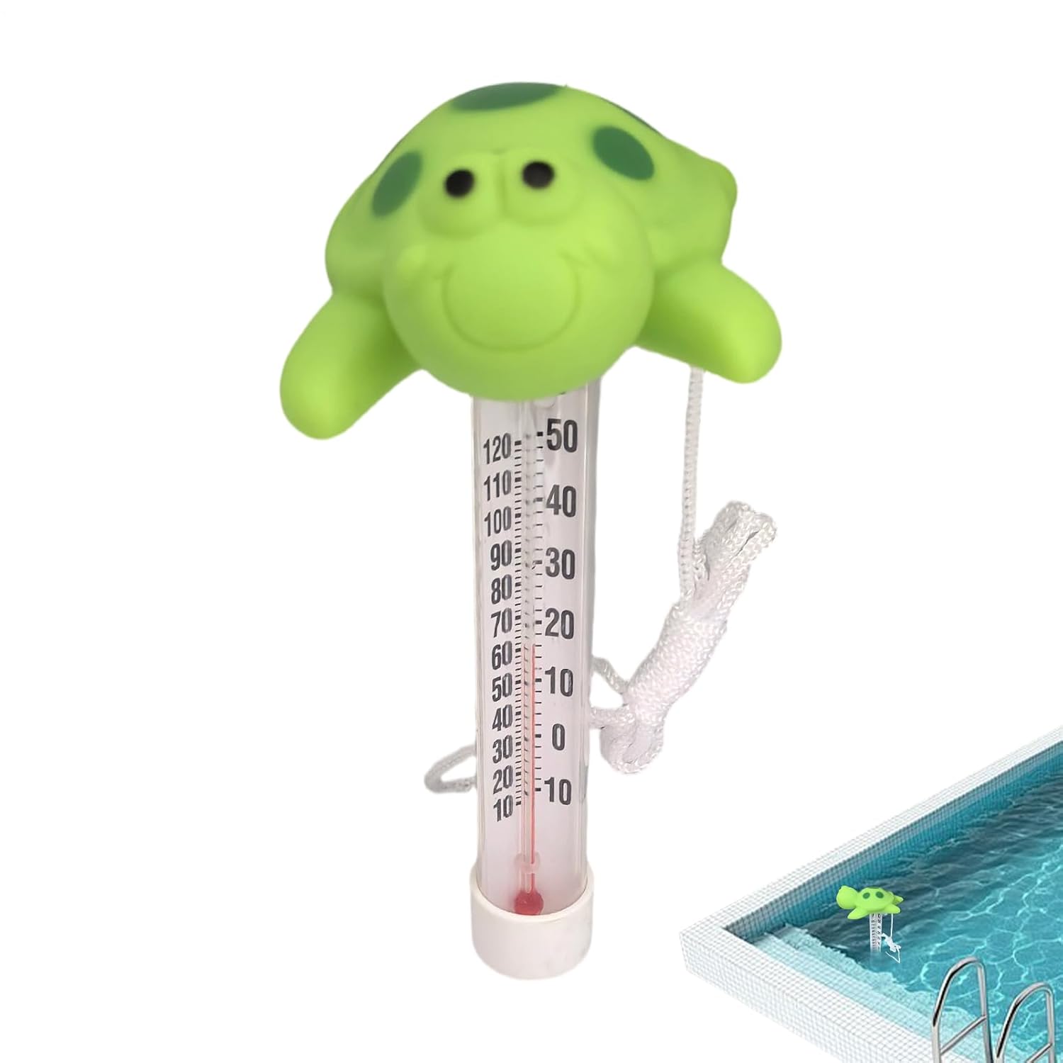 Turtle Floating Water Thermometer Funny Swimming Pool Thermometer Cartoon Water Temperature Thermometer with Rope Pool Thermometer Temperature Meter for Swimming Pools Hot Tubs