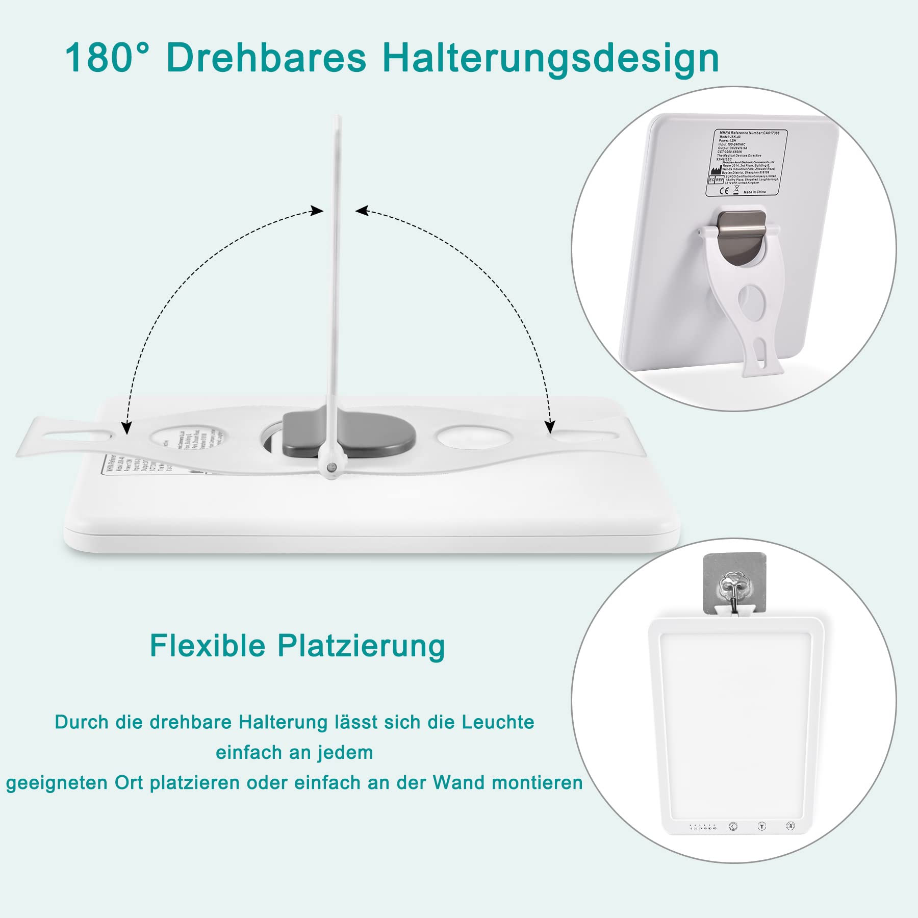 Tageslichtlampe 10000 Lux,Energy Sonnenlicht Lampe mit 3 Farbmodi,Tragbare Touch-Steuerung LED Vollspektrumlampe mit 5 Einstellbaren Helligkeiten,UV-Frei,CRI>90,Speicherfunktion&Timer