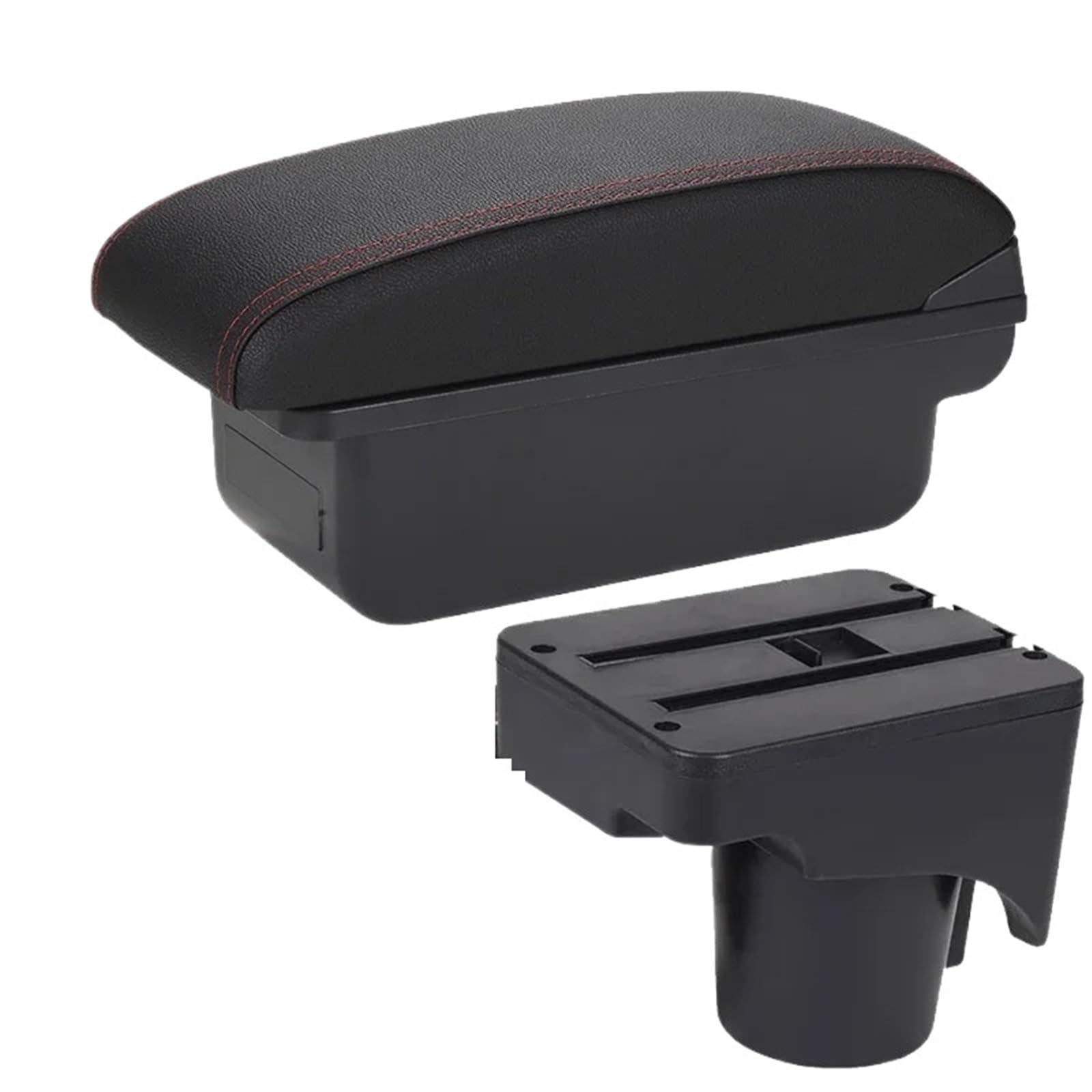 AWGNTQQ Car Armrests For VW For Golf 6 For Golf 5 Mk6 MK5 For Jetta 5 Sagitar Storage Box Interior Car Armrest(C1 Black red NO USB)