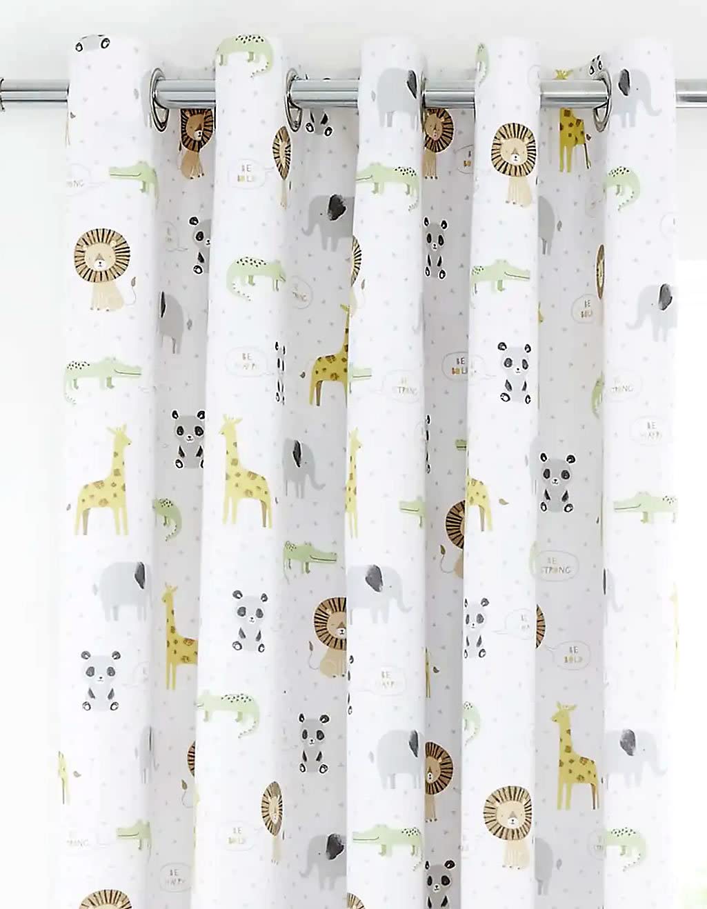 Catherine Lansfield Natural Kids Roarsome Animals Blackout Eyelet Curtains 66X72 Inch