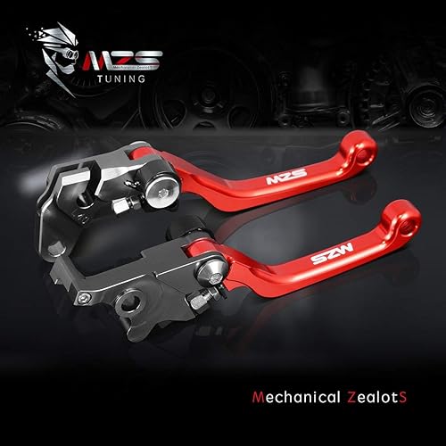 Vista 33 de MZS Palancas de embrague de freno rojas para motocross, pivote ajustable CNC compatible con CR80R CR85R 1998-2007 / CR125R CR250R 1992-2003