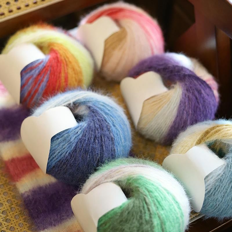 2/4/6 Rollos de Hilo de Mezcla de Lana de Peso Medio de 100 g, Hilo de Lana Variegado para Tejer a Mano, para Bufandas, Gorros, Suéteres y Mantas de Ganchillo DIY