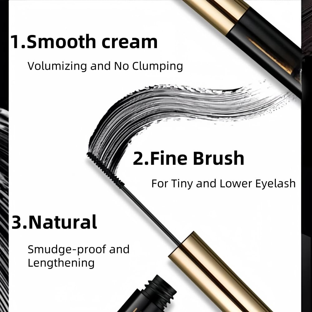 Black Mascara with Ultra Fine brush for Tiny and Lower Eyelash Smudge-proof, No Clumping, Lengthening and Voluminous Lashes - Image 2