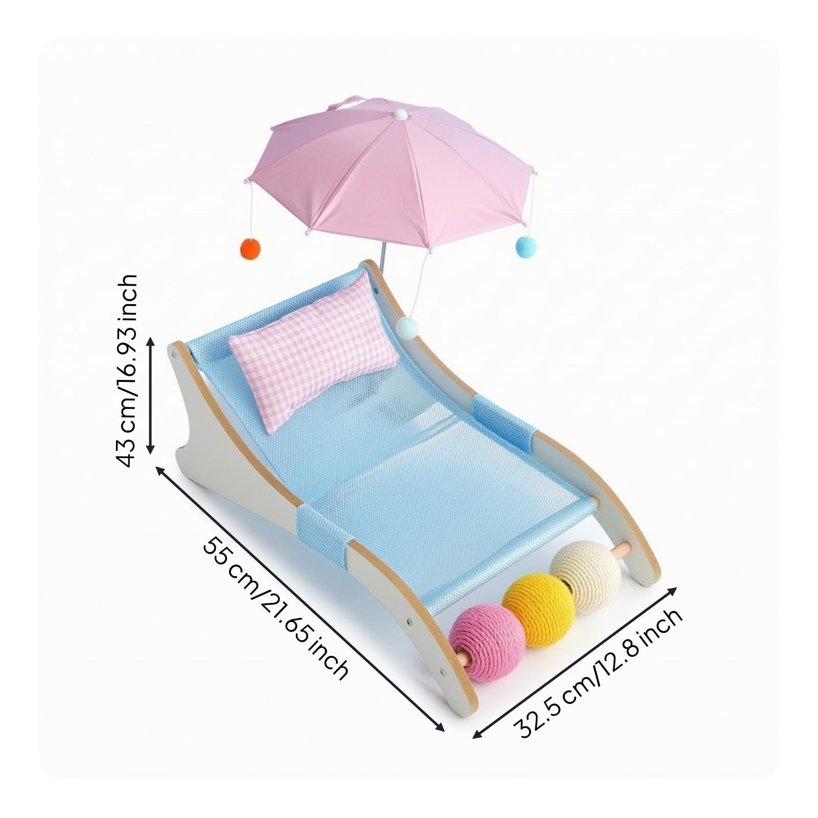 Milageto Industrial Resting Pad Lit pour Chat Chaise Longue Canapé Élevé Hamac Support Surélevé Anti-Froid avec Maille Ventilée, Niche De Plage pour Animaux De Compagnie