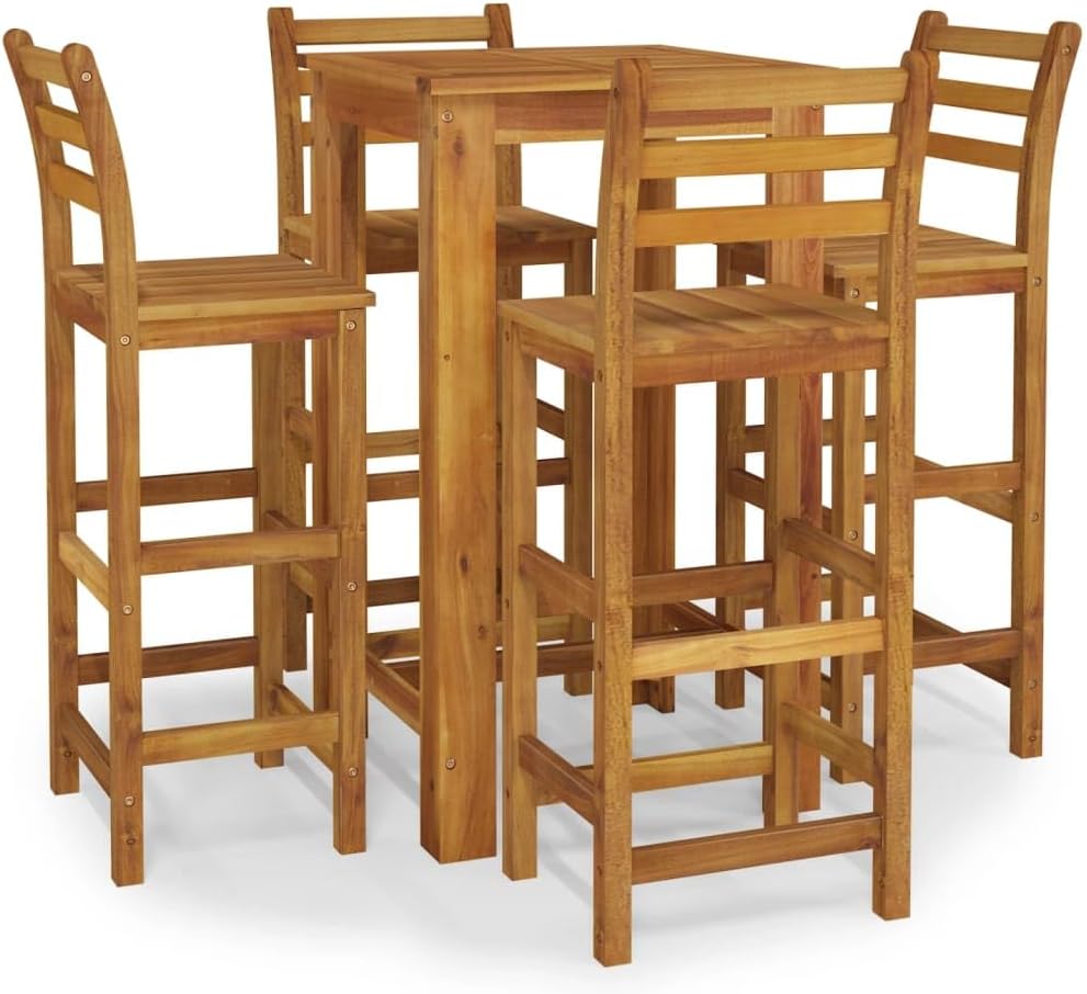 Furniture Sets 5 Piece Patio Bar Set Solid Wood Acacia Outdoor Furniture