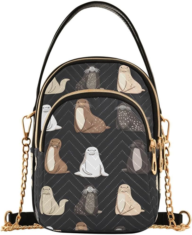 ALAZA Funny Polka Dot Black White Crossbody Bag Small Shoulder Handbags Leather Purse for Women