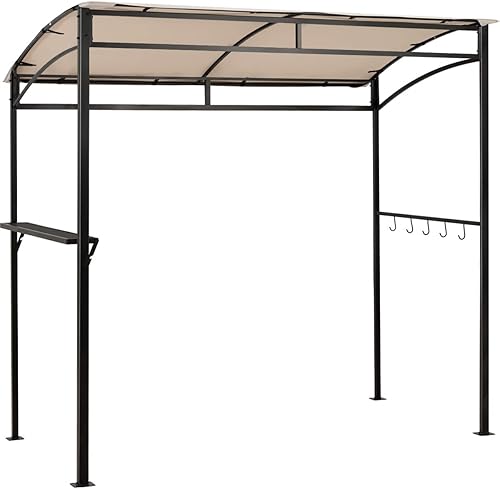 Giantex Cenador de parrilla de 7 x 4.4 pies, refugio para patio al aire libre, toldo para barbacoa, parte superior suave, construcción de acero