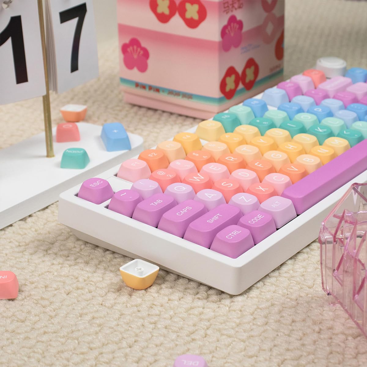 Copritasti in PBT, copritasti Rainbow Candy, 126 tasti, set di keycap con profilo MOA, copritasti colorati personalizzati a sublimazione per tastiere meccaniche Cherry Gateron MX Swithes