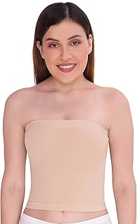 plumbury Women's Seamless Strapless Relaxed Fit Crop Top Tube Top Inner Camisole-picture-31
