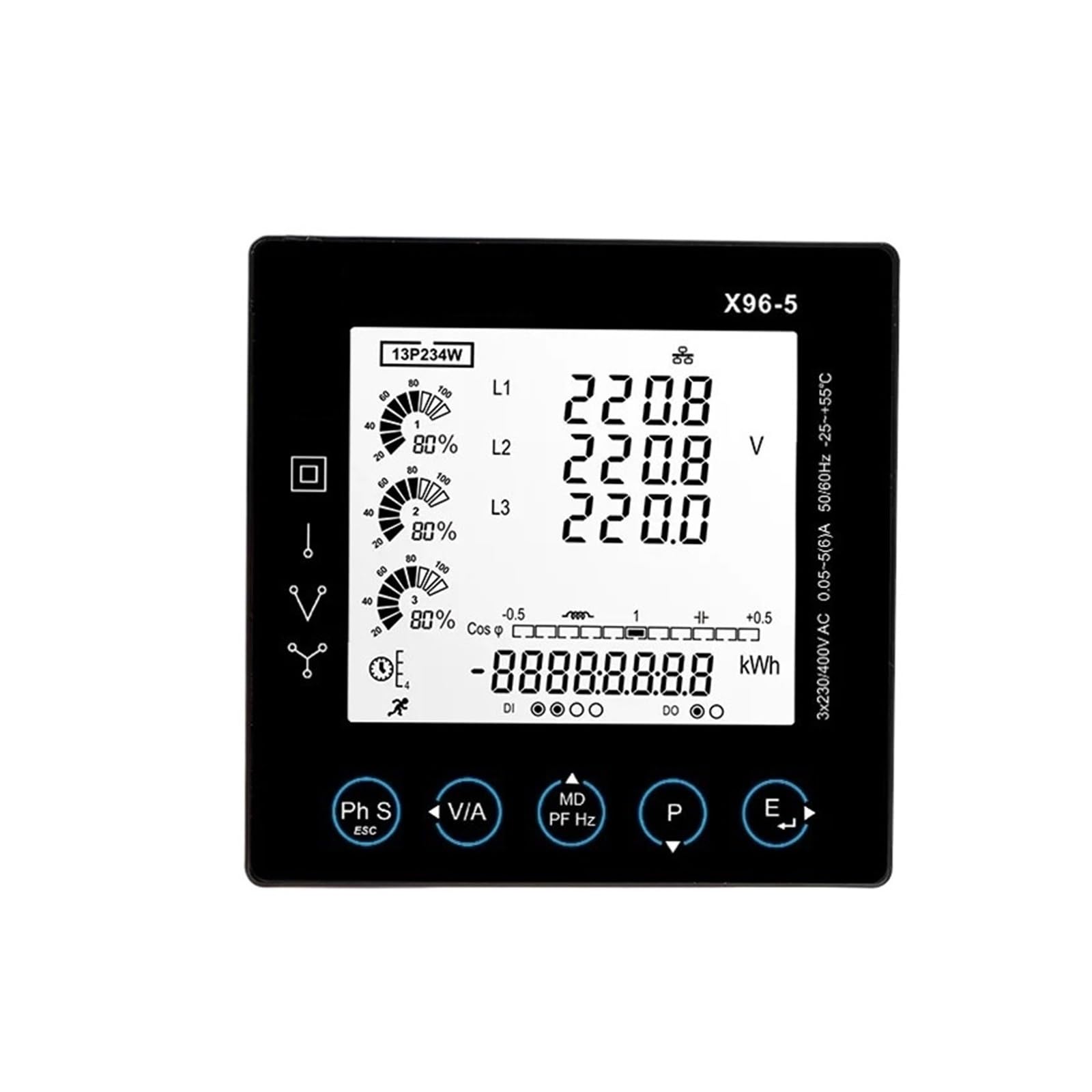 DEBLAN Medidor de energía multifunción de Panel trifásico X96-5F