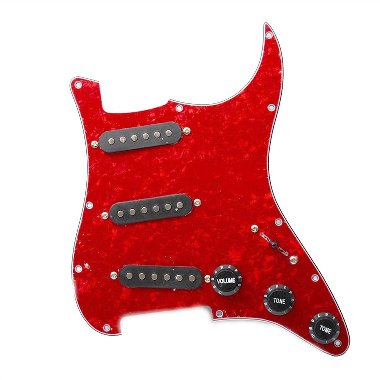 Loaded pickguard Multi Colour Pickguard Electric Guitar Pickguard And Black SSS Loaded Prewired Scratchplate Assembly Prewired Loaded Pickguard (Color : Red Pearl)