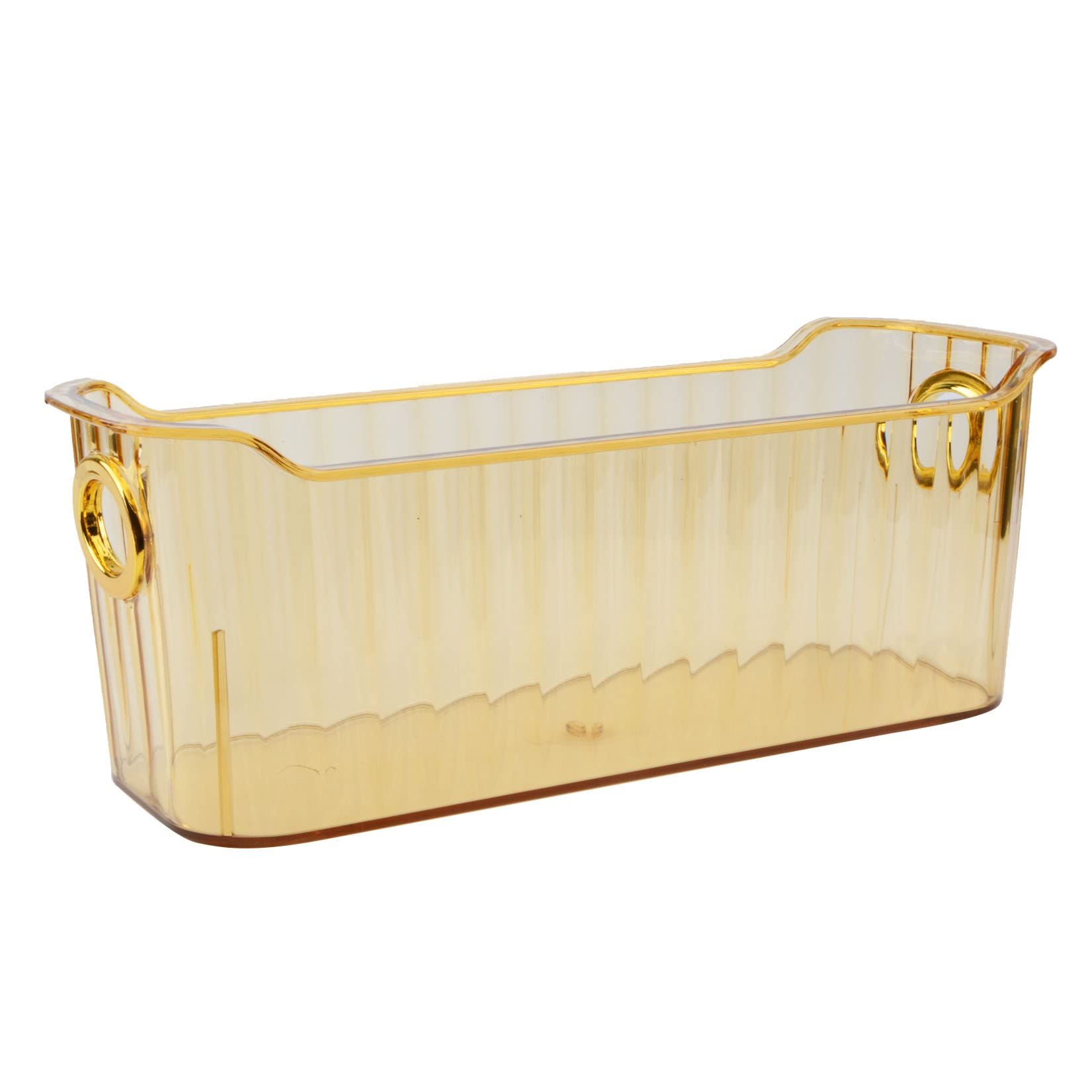 MXCELL Clear Small Plastic Storage Basket, Plastic Bathroom Organizers Storage Organizer Home Rectangular Storage Basket for Fruits Food Office (Amber)