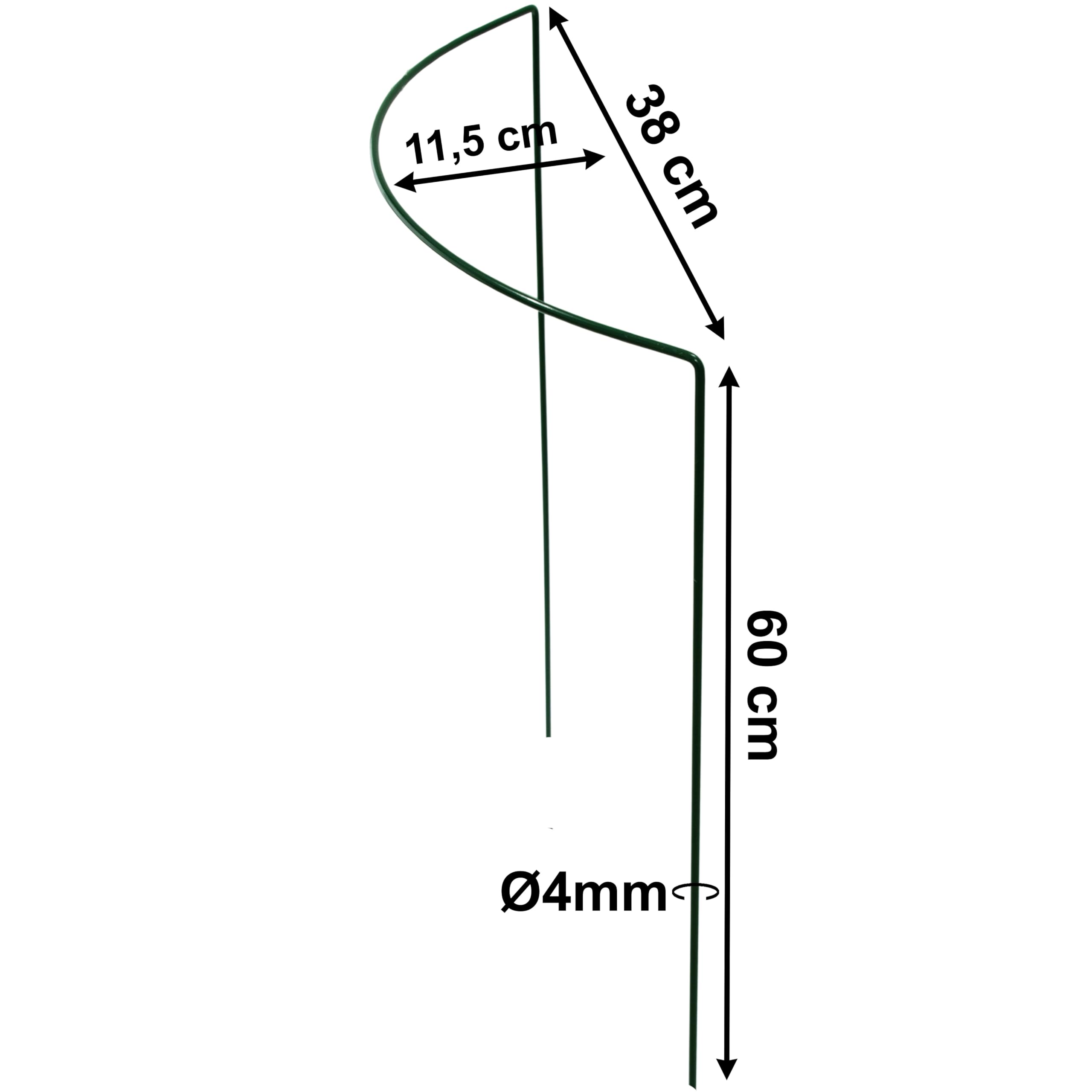 10 STÜCK Pflanzenstütze halbrund - Ø 38 cm - 60 cm hoch - aus 4mm kunststoffummantelten Draht - Für den Garten - Metall - Buschstütze - Staudenstütze - Pflanzbogen Staudenhalter Rankhilfe Pflanzenring