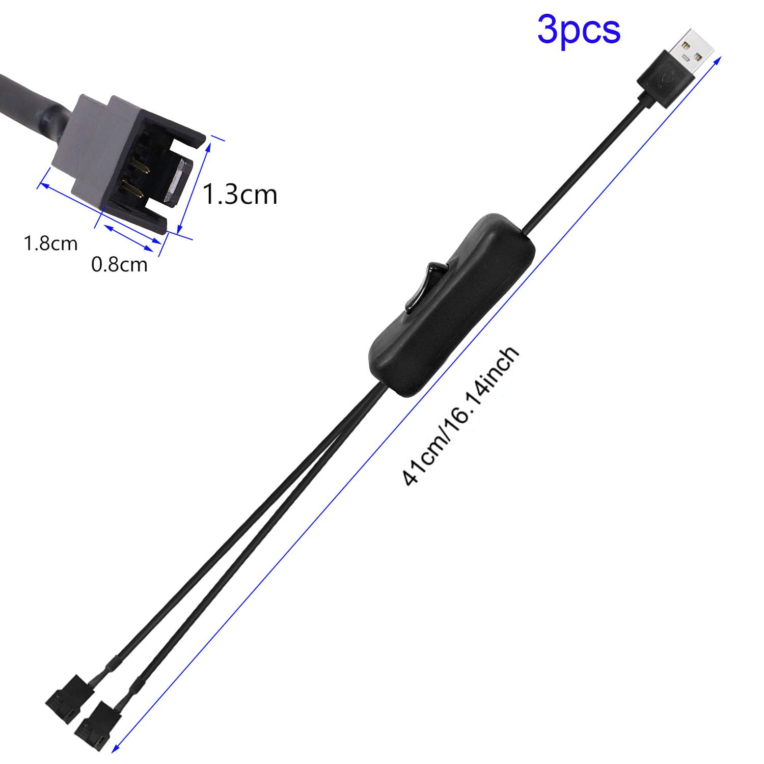 RUNCCI-YUN USB To Dual 3-Pin / 4-Pin PWM 5V Fan Power Adapter Cable, 1 - View #6