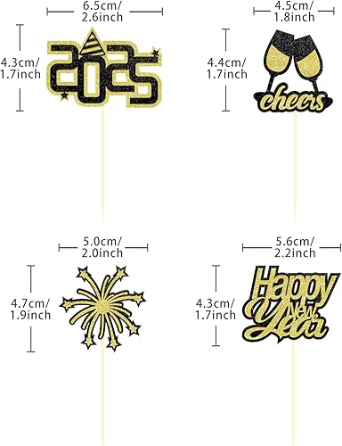 Miniatura 2 de 24 adornos para cupcakes con purpurina para Año Nuevo, decoración para tartas de Año Nuevo 2024 para Año Nuevo, suministros de decoración de fiesta