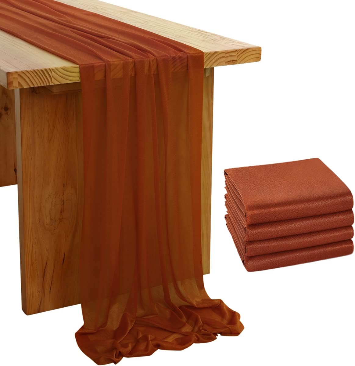 4pcs Terracotta Gauze Table Runner Bulk 10ft Chiffon