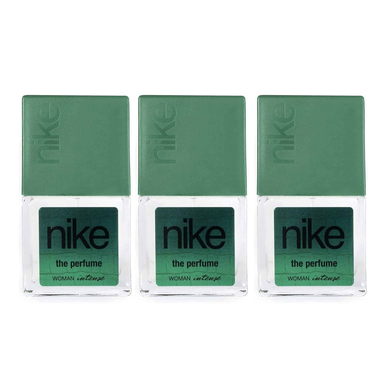 NIKE - The Perfume Woman Intense, Colonia Mujer, Pack de 3 x 30 ml, Formato Viaje en Spray, Perfume Mujer, Eau de Toilette Femenina, Aroma Cítrico Amaderado, Fragancia Elegante, Intensa y Duradera
