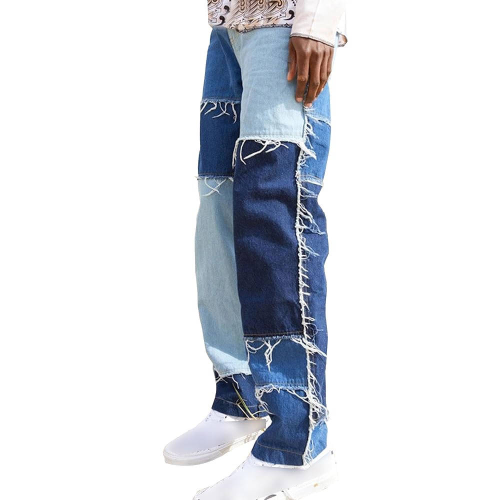 JEShifangjiusu Mens Patchwork Contrast Color Regular Fit