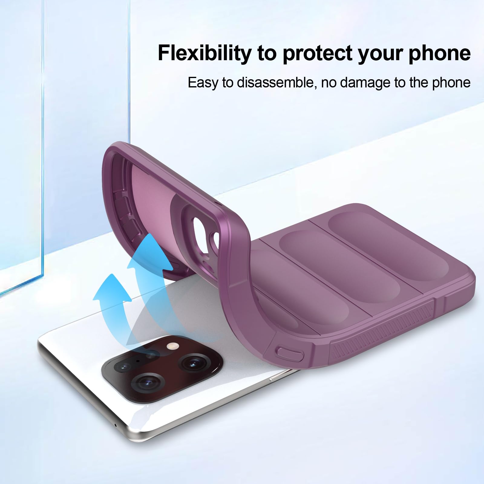 TAUYN Cover per Oppo Find X5 PRO, Ultra Sottile Premium PU Pelle Indietro Custodie, Telaio in Morbido Silicone, Antiurto, AntiGraffio Proteggere Custodia - Viola