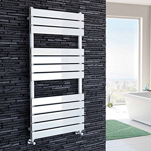 iBathUK | 1200 x 600 White Flat Panel Heated Towel Rail Bathroom Radiator