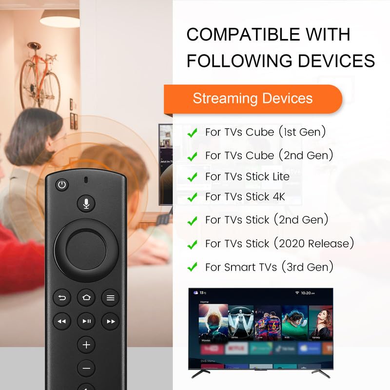 Image of Replacement Voice Remote Control Compatible with All Fire-Series TVs Stick & Cube,TVs Stick Lite /Stick (2nd Gen) /TVs Stick 4K /TVs Cube (1st /2nd Gen),and fit for Smart TVs 3rd Gen