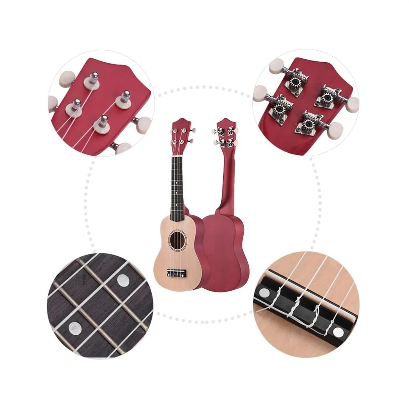 Ukulele Acustico In Tiglio Da 21 Pollici Con Borsa Per Il Trasporto, Corde Per Ukulele, Plettri, Accordatore Ukulele Kit