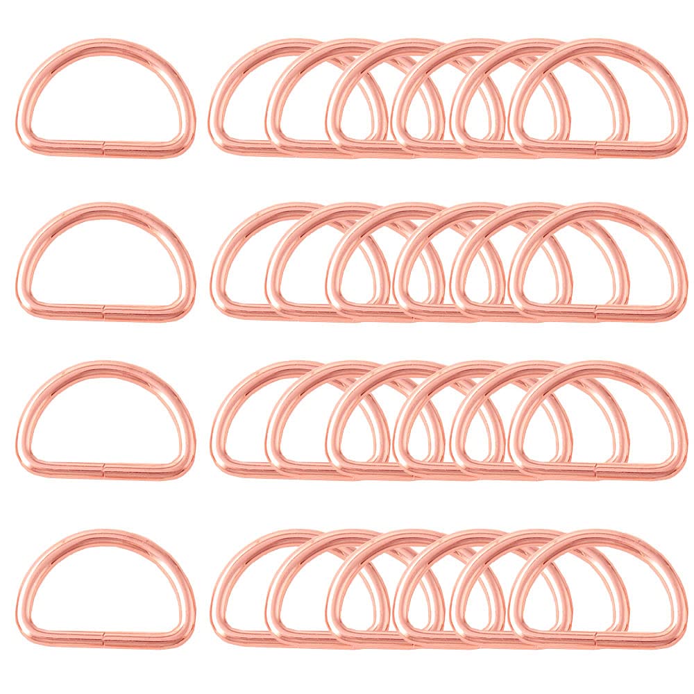 Metal D Ring Buckle D-Ring Loop Webbing Buckle Rose Gold Semi-Circular D Ring for Bags Purse Clothes Keychains Belts Sewing